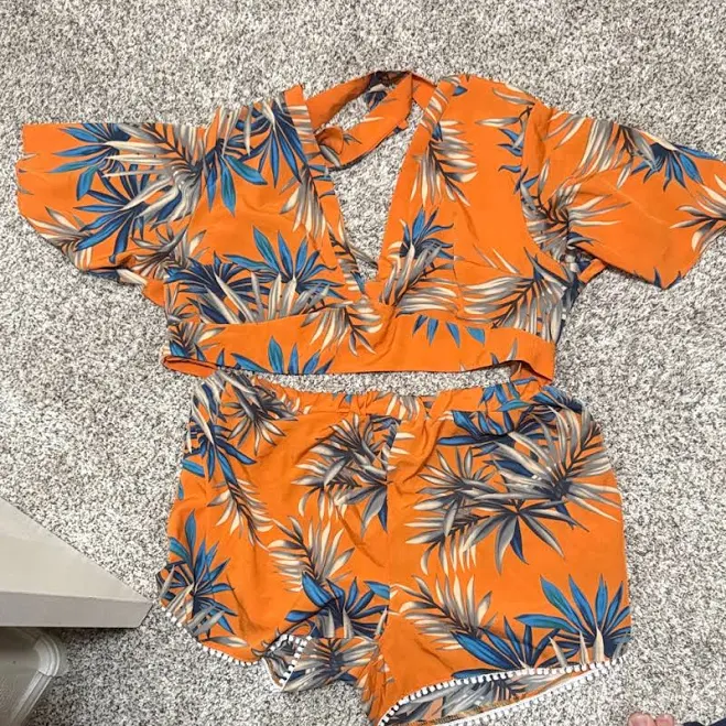 two piece set SHEIN Crop Tie Top with Matching Shorts Poshmark $8