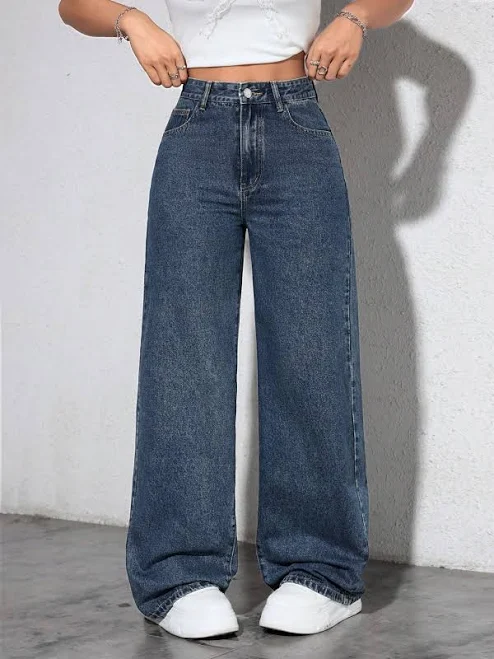 denim SHEIN Women's Y2k Wide Leg Denim Pants Shein $25.39