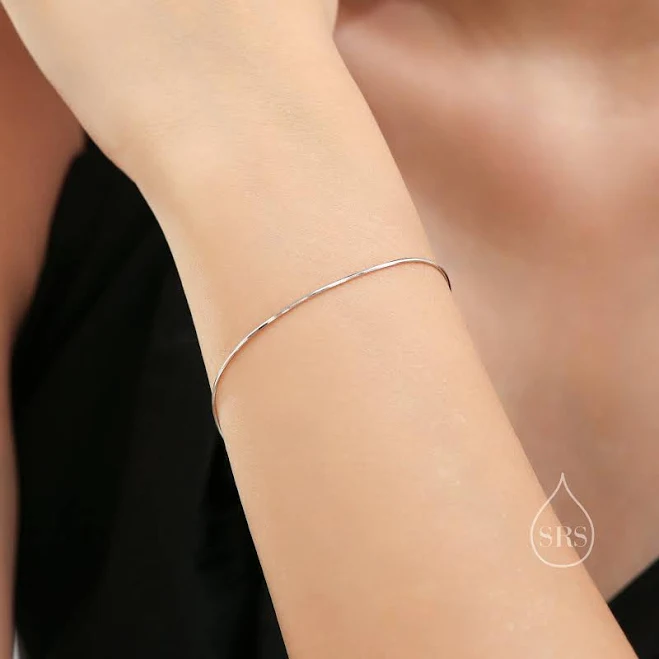 accessory Sterling Silver Minimalist Sparkly Skinny Chain Bracelet Etsy - SilverRainSilver $22.69