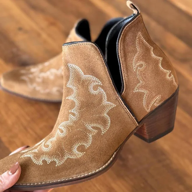 shoes Suede Western Ankle Booties Etsy - Seller $107