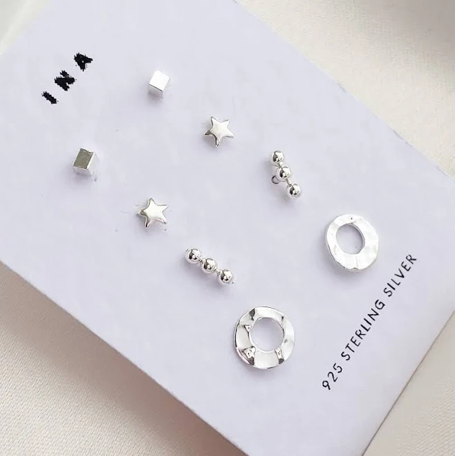 accessory Tiny Sterling Silver Stud Earring Set Etsy - Seller $42.4