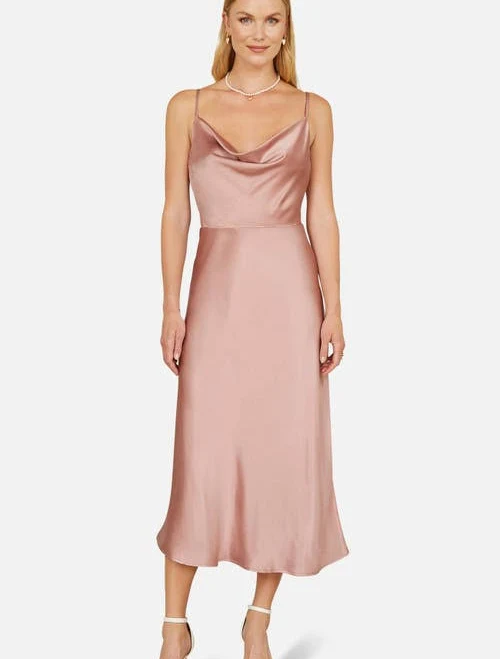 dress Womens Yumi Satin Cowl Neck Midi Dress Nordstrom $143
