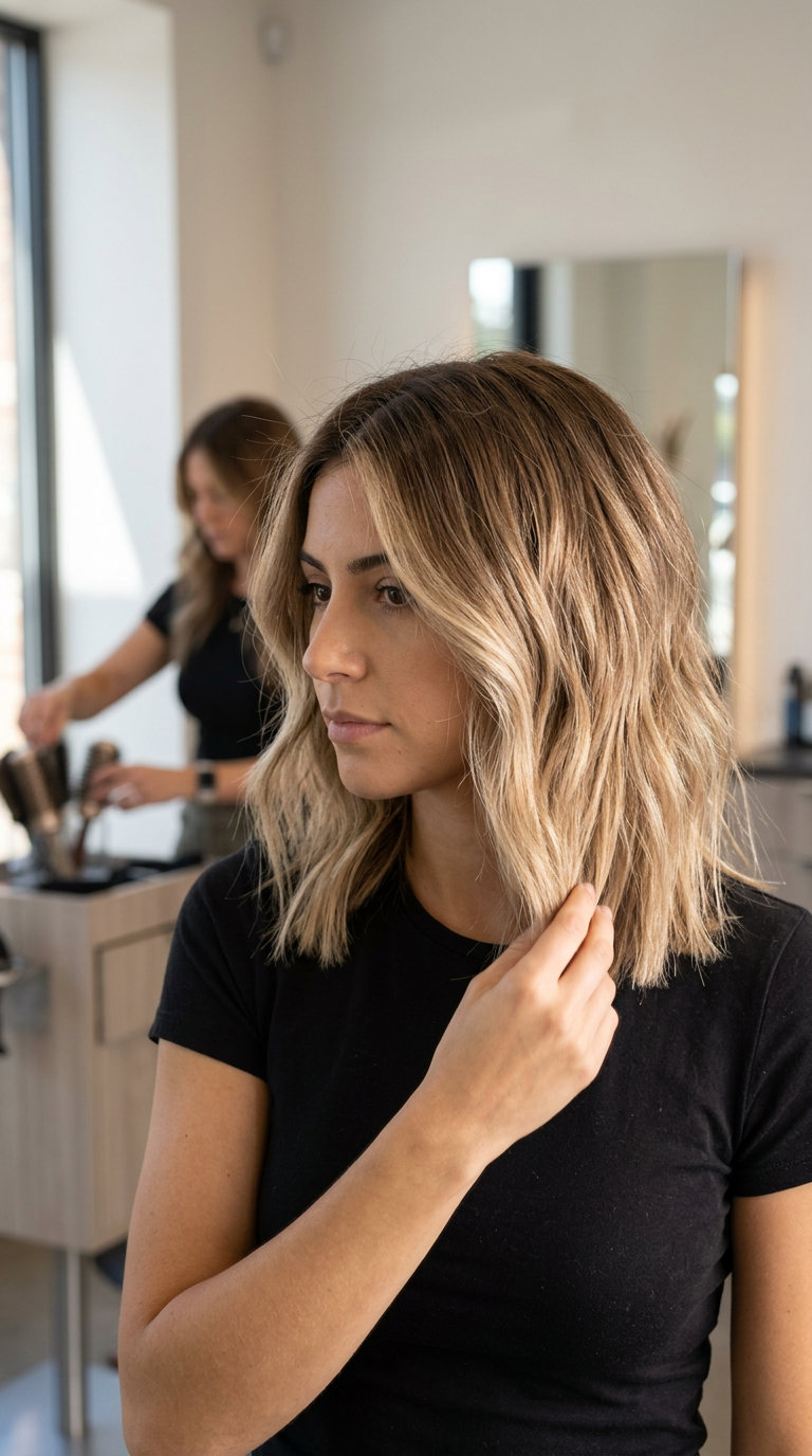 long sandy blonde bronde haircolor with light beige, ombré, no fringe — beachy
