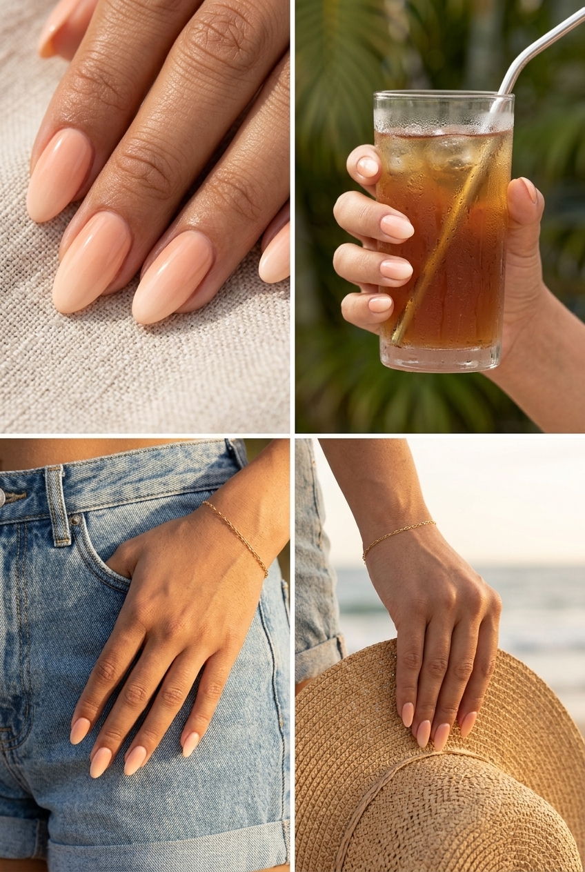 Sunset Peach Ombre Almond nails: Romantic, warm gradient for vacation and summer events in 2026.