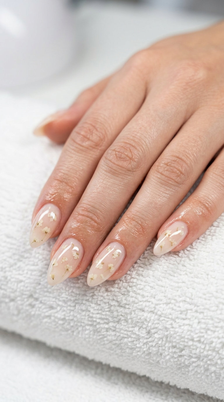 Sheer Nude Milk Bath Stiletto Blossoms for weddings & special events in summer 2026.