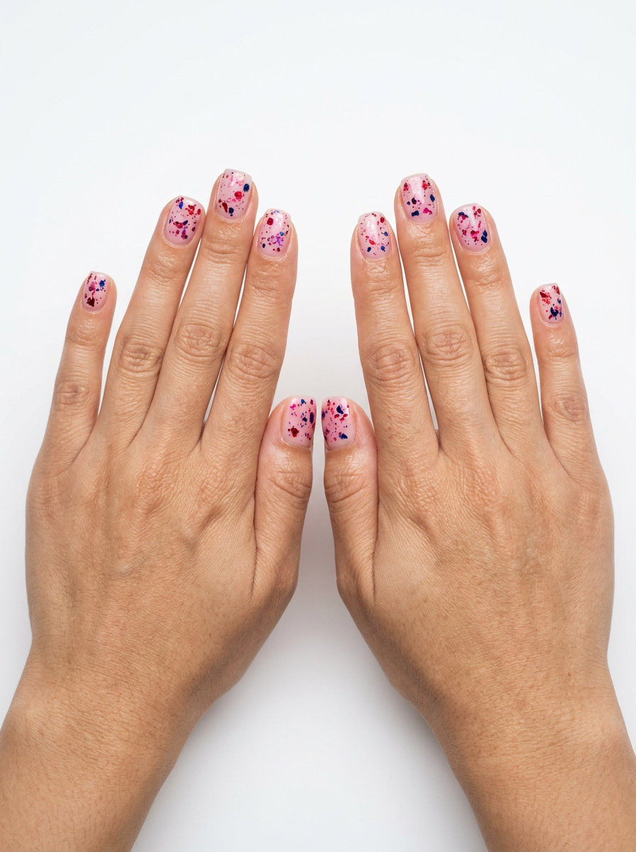 Berry Burst Foil Flake Medley nails for summer fruits nail art 2026, playful for outings.
