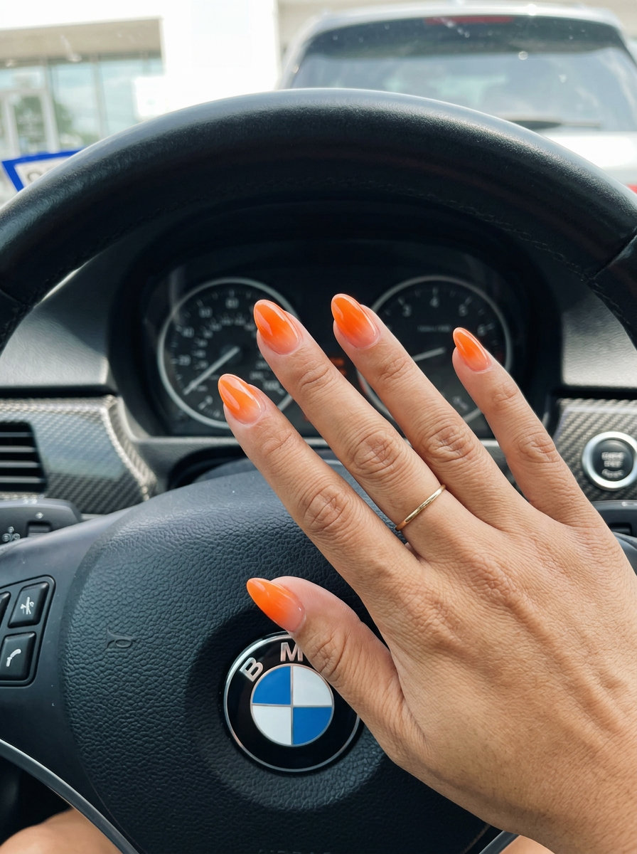 Vibrant hyper-realistic citrus slice nails with opaque white base for artistic summer fruits nail art 2026.