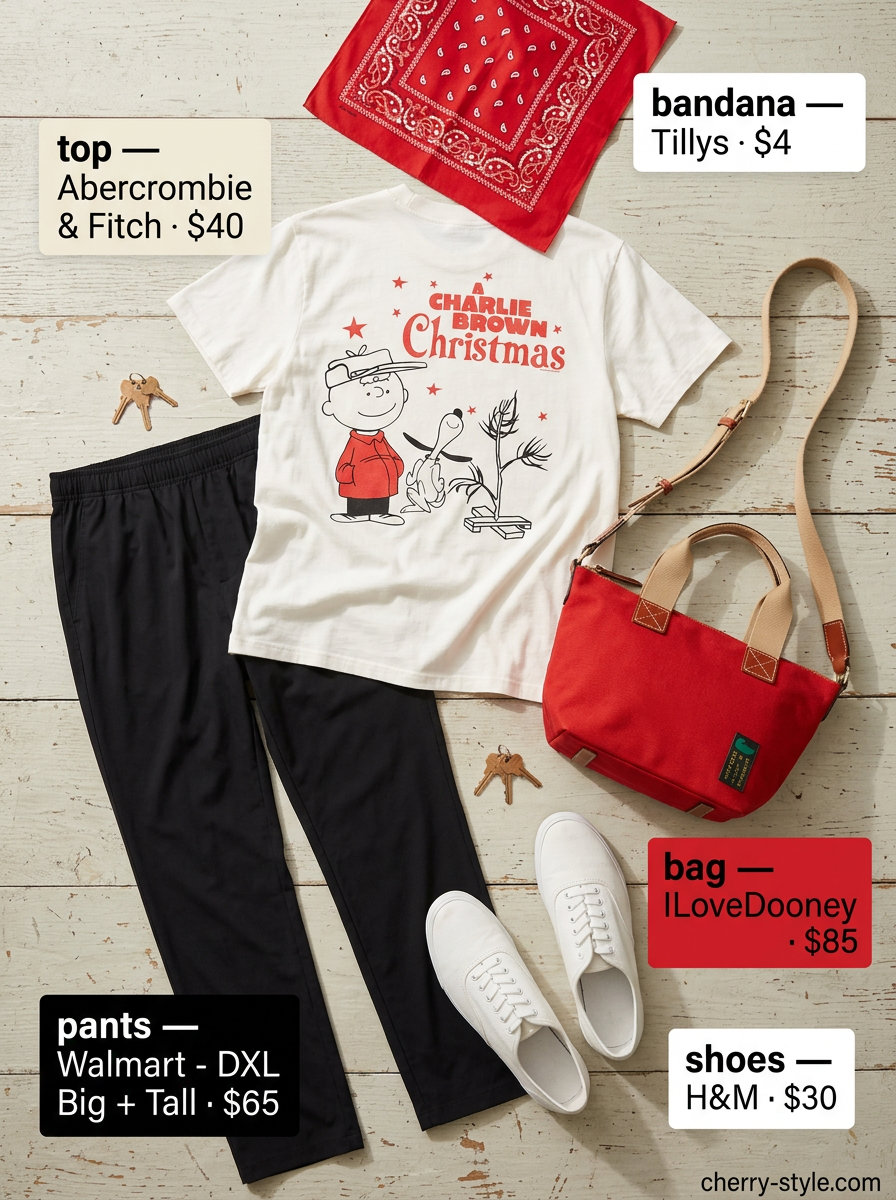 Retro denim shorts with a graphic tee, red bandana, and canvas sneakers for a casual look.