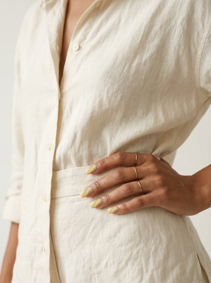 Butter Yellow Velvet Nails 2026: Cozy Summer Style Butter yellow velvet square nails for summer 2026. Sophisticated warm cozy elegant look.
