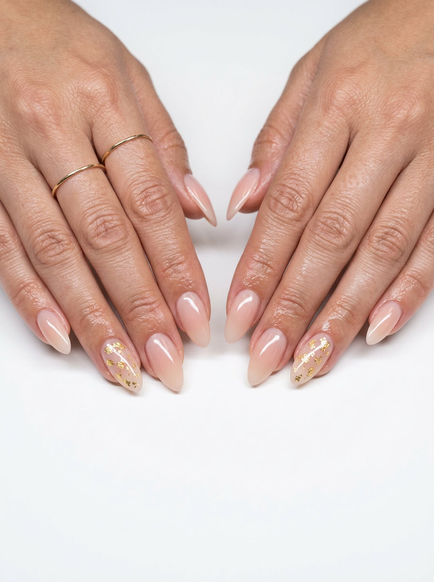 Gilded Nude Pink Accent nails, elegant for summer ombre nails 2026.