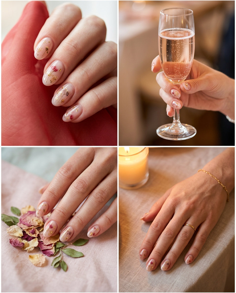 Sheer Red Milk Bath Botanical Nails 2026 | Romantic Bridal Style Romantic sheer red milk bath botanical nails for summer red nails 2026, ideal for weddings.