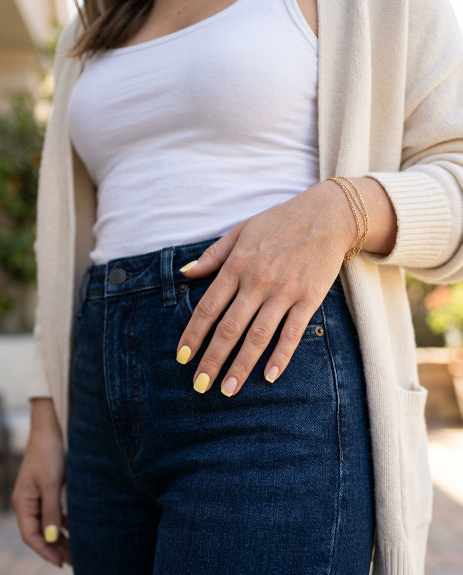 Butter Yellow French Tip Squoval Nails: Trending summer nails 2026 for casual weekends, picnics, and everyday wear. Playful, sweet style.