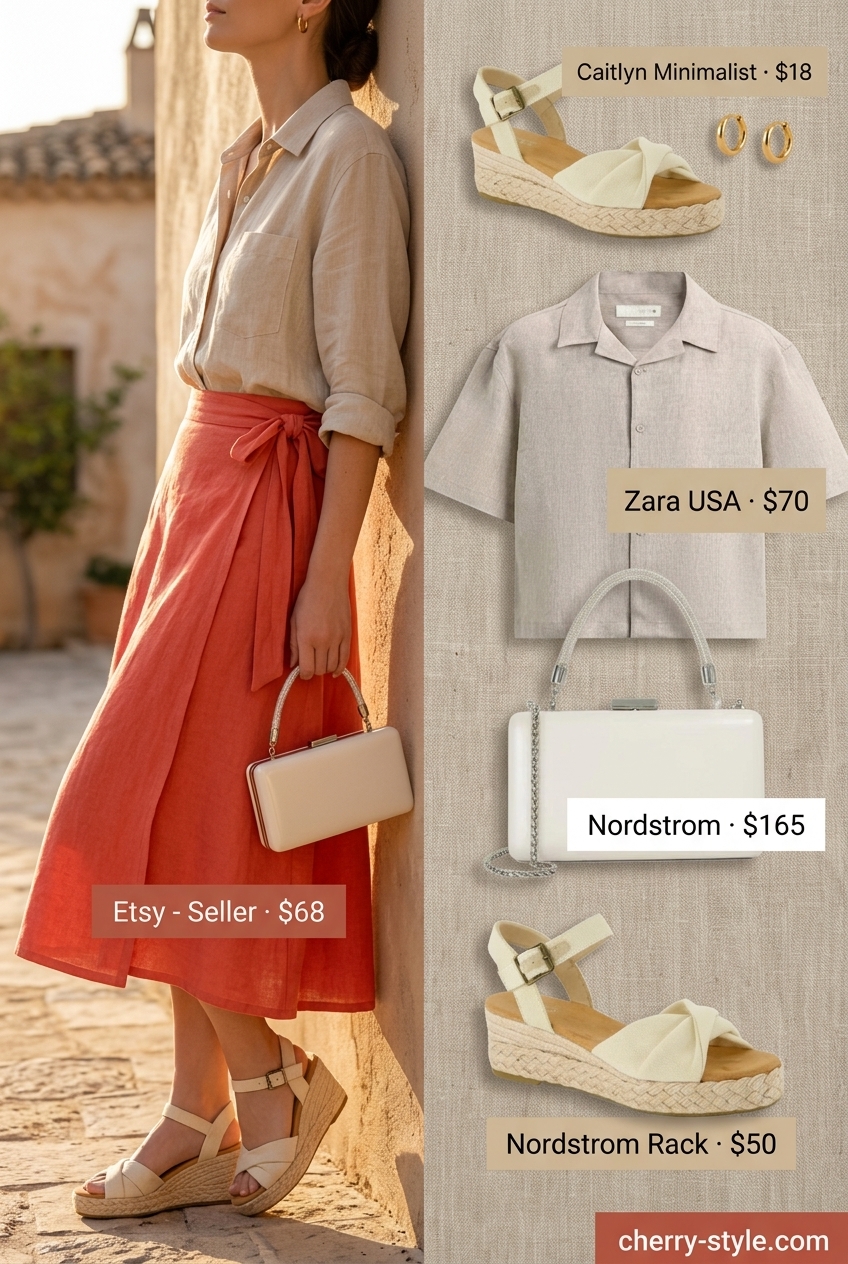 Casual Cool Linen Mini Skirt 2026 What to Wear with Linen Skirt Summer 2026: Denim blue linen mini skirt with graphic tee, sneakers, and crossbody bag.